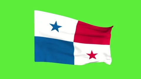 Flag of Panama on a green screen. 3D animation. Stock Footage 242352981
