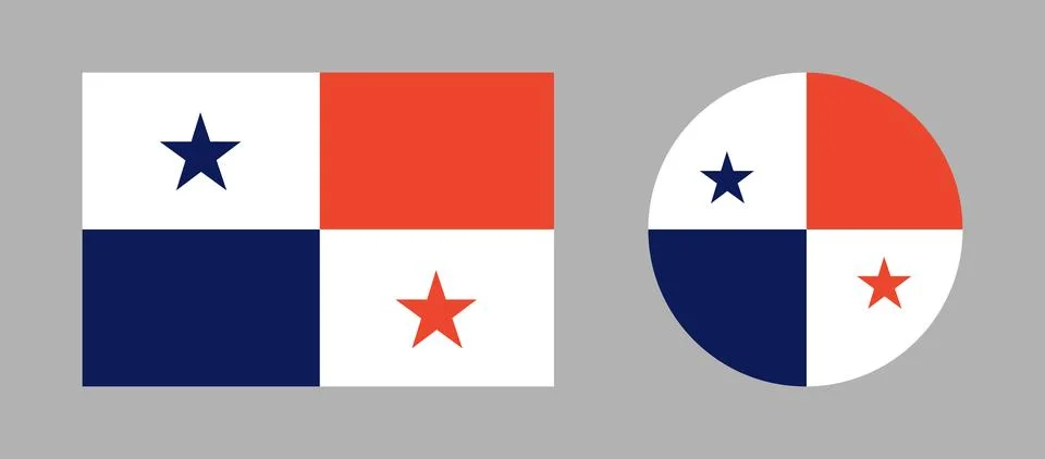 Flag of Panama rounded, rectangular background. Panama flag circular icon. Set Illustrazione stock