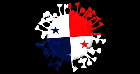 Flag of Panama on Seamless looping 3D animation of the Corona Virus Stock Footage 167324417