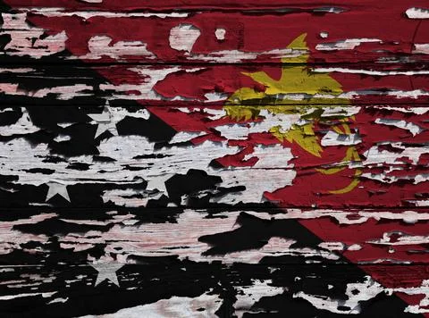Flag of Papua New Guinea painted on a wooden board Stock-Fotos