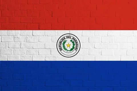 Flag of Paraguay. Brick wall texture of the flag of Paraguay イラスト素材