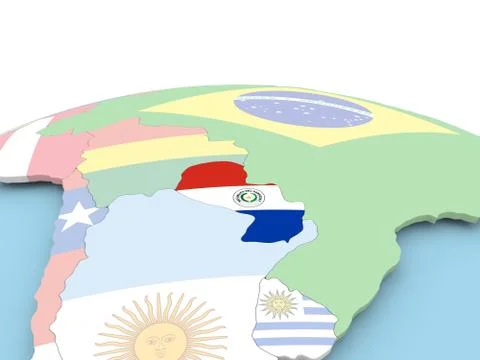 Flag of Paraguay on bright globe イラスト素材
