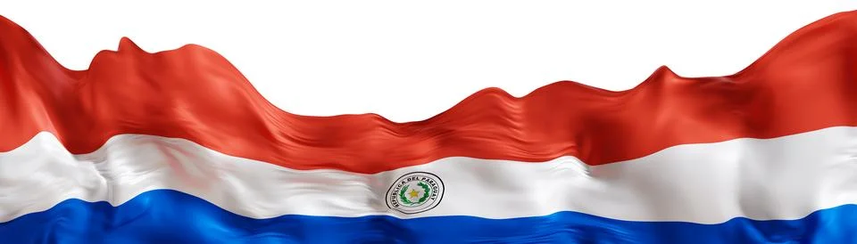 This flag of Paraguay features three horizontal stripes in red, white, and bl イラスト素材