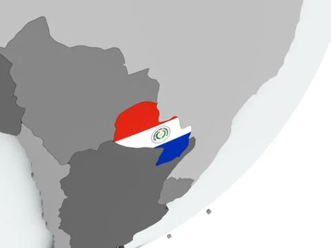 Flag of Paraguay on map Stock Illustration