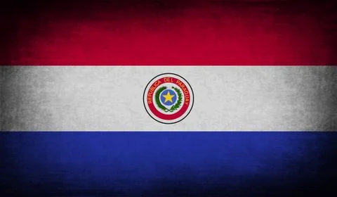 Flag of Paraguay with old texture. Stock Illustration