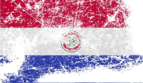 Flag of Paraguay with old texture. Vector Illustrazione stock