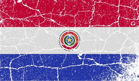 Flag of Paraguay with old texture. Vector Stockillustratie
