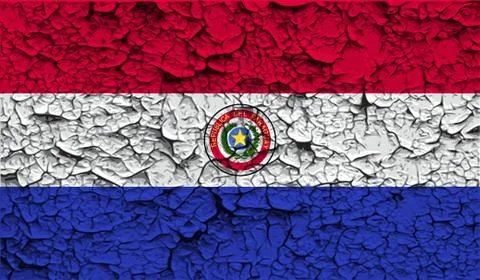 Flag of Paraguay with old texture. Vector Stockillustratie