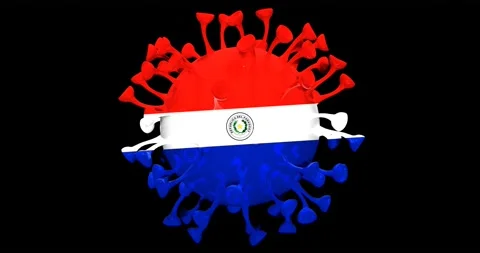 Flag of Paraguay on Seamless looping 3D animation of the covid-19 Corona Virus Stock Footage 167323285