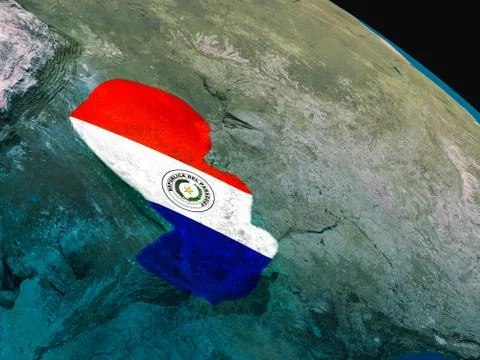 Flag of Paraguay from space Illustrazione stock