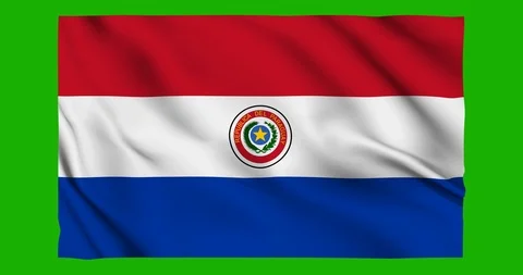 Flag of Paraguay waving on a samless loop over an easily removable background 스톡 동영상 98372464