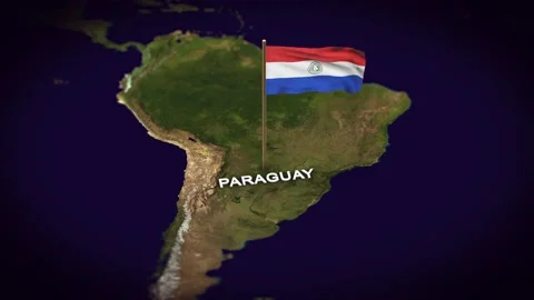 The Flag of Paraguay on the World Map, Paraguay map with flag 3d animation Stock Footage 306598906