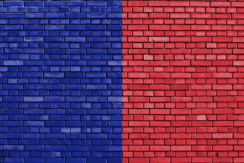 Flag of Paris painted on brick wall Stock Illustration