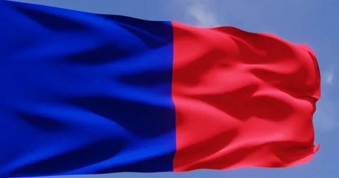 Flag of Paris waving in the sky. Seamless looping animation. Stock Footage 173119944