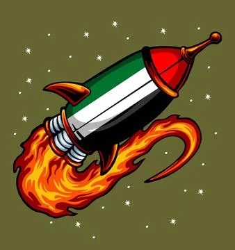 Flag pattern cartoon rocket united arab emirats Stock Illustration
