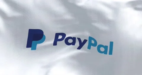 Flag with the Paypal logo waving in the wind Stock Footage 197481715