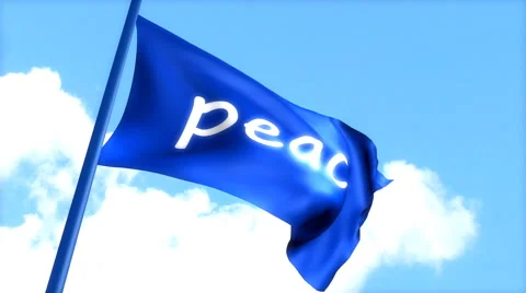 Flag Peace waving blue sky, day time. Stock Footage 40681348
