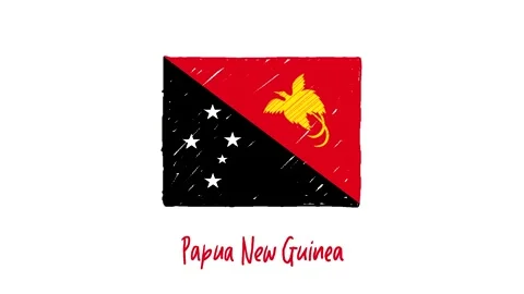 Flag Pencil Sketch Looping Animation Papua New Guinea Full HD Stock Footage 212469295