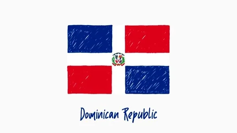 Flag Pencil Sketch Looping Animation Dominican Republic Full HD Stock Footage 212469323