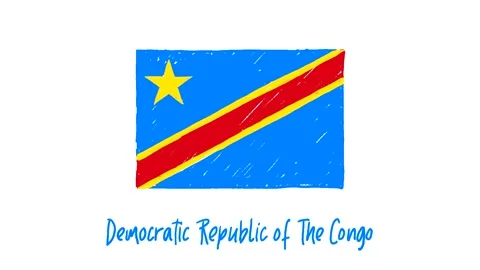Flag Pencil Sketch Looping Animation Democratic Republic of The Congo Full HD Stock Footage 212469324
