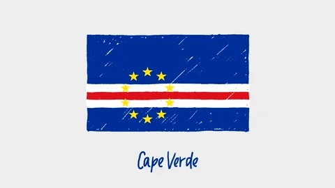 Flag Pencil Sketch Looping Animation Cape Verde Full HD Stock Footage 212469328