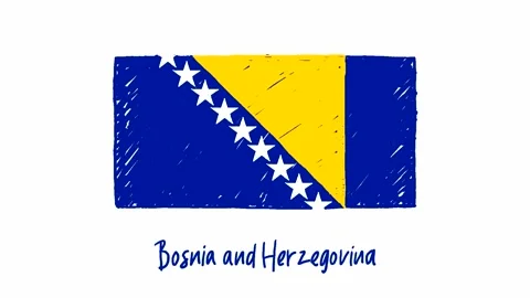 Flag Pencil Sketch Looping Animation Bosnia and Herzegovina Full HD Stock Footage 212469333