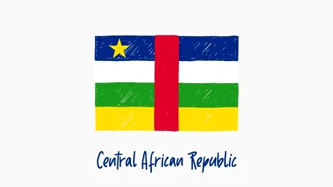 Flag Pencil Sketch Looping Animation Central African Republic Full HD Stock Footage 212469336