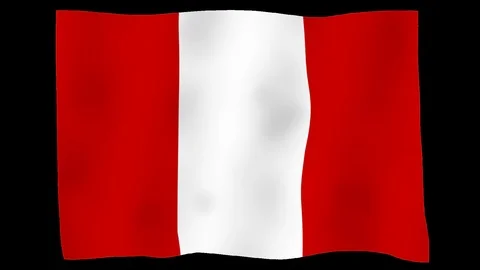 Flag of Peru, 60 fps, slow motion, lopped, alpha channel Stock Footage 100589789