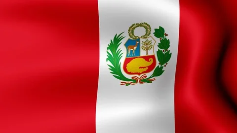 Flag of Peru, fluttering in the wind. 3D rendering. Looping video. Video stock 75619732