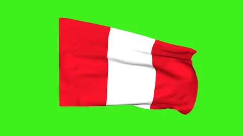 Flag of Peru on a green screen. 3D animation. Stock Footage 311878531
