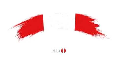 Flag of Peru in rounded grunge brush stroke. Stock Illustration