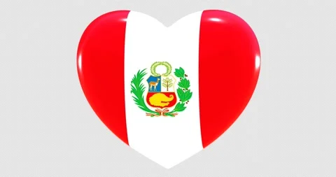 Flag of Peru on turning Heart 3D Loop Animation with Alpha Channel 4K UHD 60FPS Stock Footage 171191334