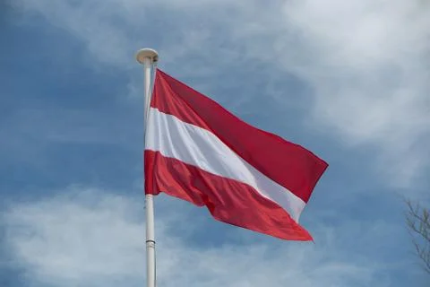 Flag of peru under blue sky Stock Illustration