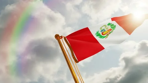 Flag of Peru Waving, Realistic Animation, 4K UHD 60 FPS Slow-Motion Stock Footage 135965102
