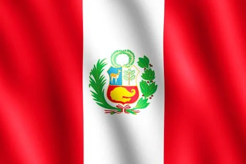 Flag of Peru waving in the wind Stock Illustration