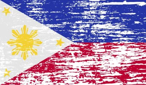 Flag of Philippiines with old texture. Vector Stock Illustration