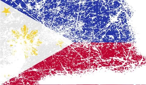 Flag of Philippiines with old texture. Vector Illustrazione stock