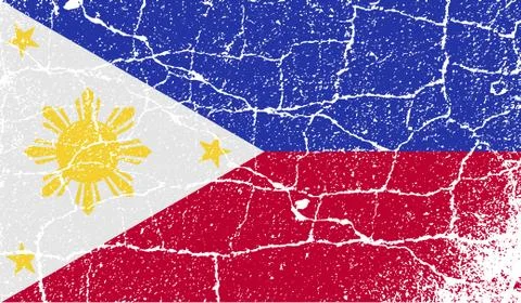 Flag of Philippiines with old texture. Vector Illustrazione stock