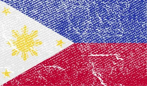 Flag of Philippiines with old texture. Vector 스톡 일러스트