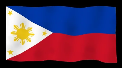 Flag of Philippines, 60 fps, slow motion, lopped, alpha channel Stock Footage 100022933