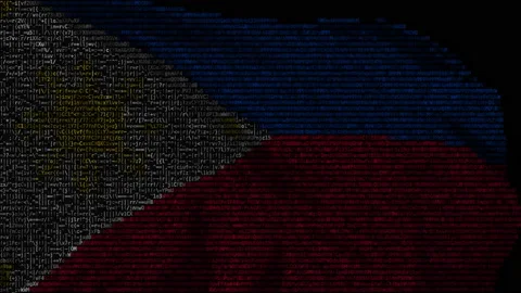 Flag of the Philippines made of computer code, looping animation Stock Footage 145629098