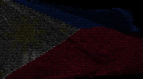Flag of the Philippines made of computer code, 3d rendering Stock Illustration