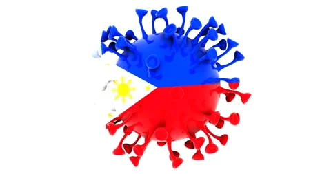 Flag of the Philippines on Seamless looping 3D animation of the Corona Virus Video stock 166463958