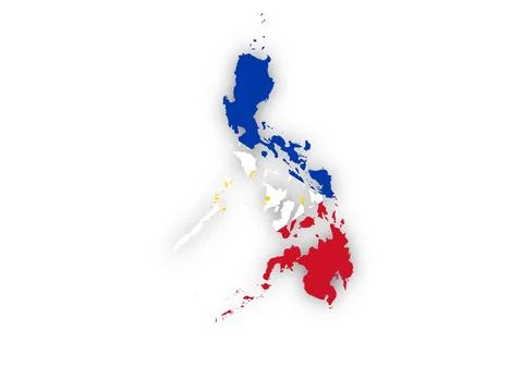 Flag of Philippines in shape of the country Illustrazione stock