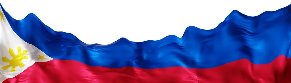The flag of the Philippines is shown in a 3D render with no background. This  Stock Illustration