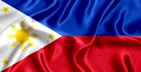 Flag of Philippines silk close-up Stock Photos