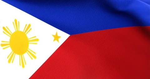 Flag of the Philippines Waving 3D Animation Close up, 4K UHD 60 FPS Video stock 165522706