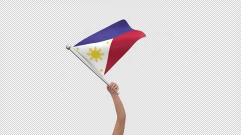 Flag of Philippines waving in hand - 3d render looped with alpha channel. Stock Footage 242571416