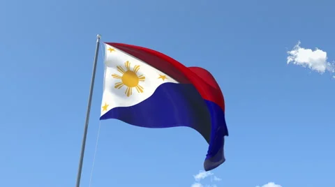 The flag of Philippines Waving on the Wind. Stock Footage 47492586