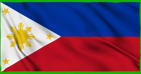 Flag of Phillipines waving on a samless loop over an easily removable background 스톡 동영상 98372481